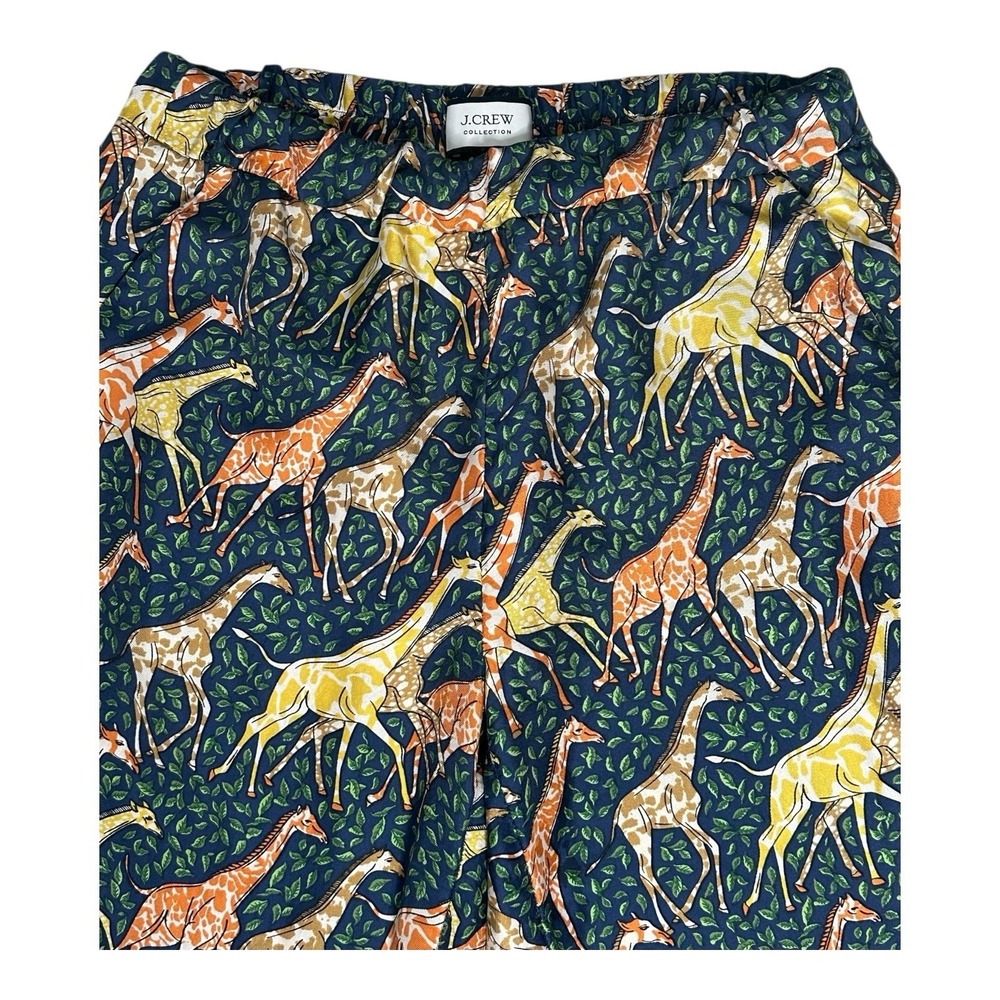 J CREW Women Pull On SilkTwill Pant in Giraffes Print Size S/M - Picture 3 of 16